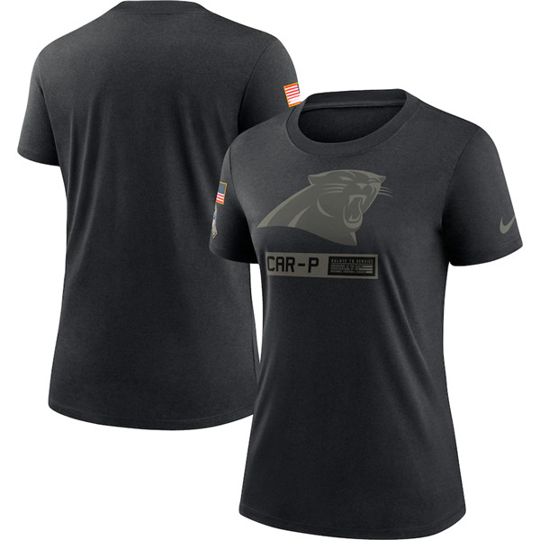 Women's Carolina Panthers Black NFL 2020 Salute To Service Performance T-Shirt (Run Small)